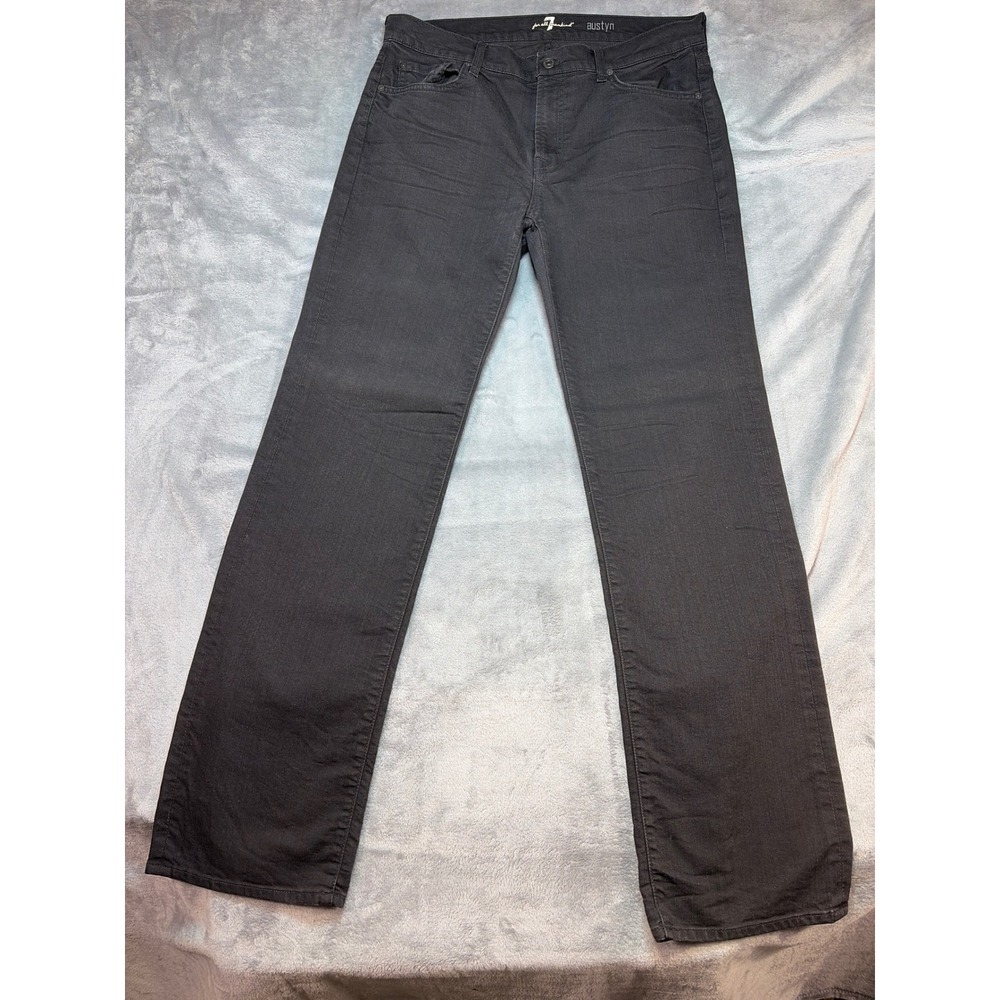 7 For All Mankind Austyn Relaxed Straight Leg Jeans Mens 34 Black T0046639S